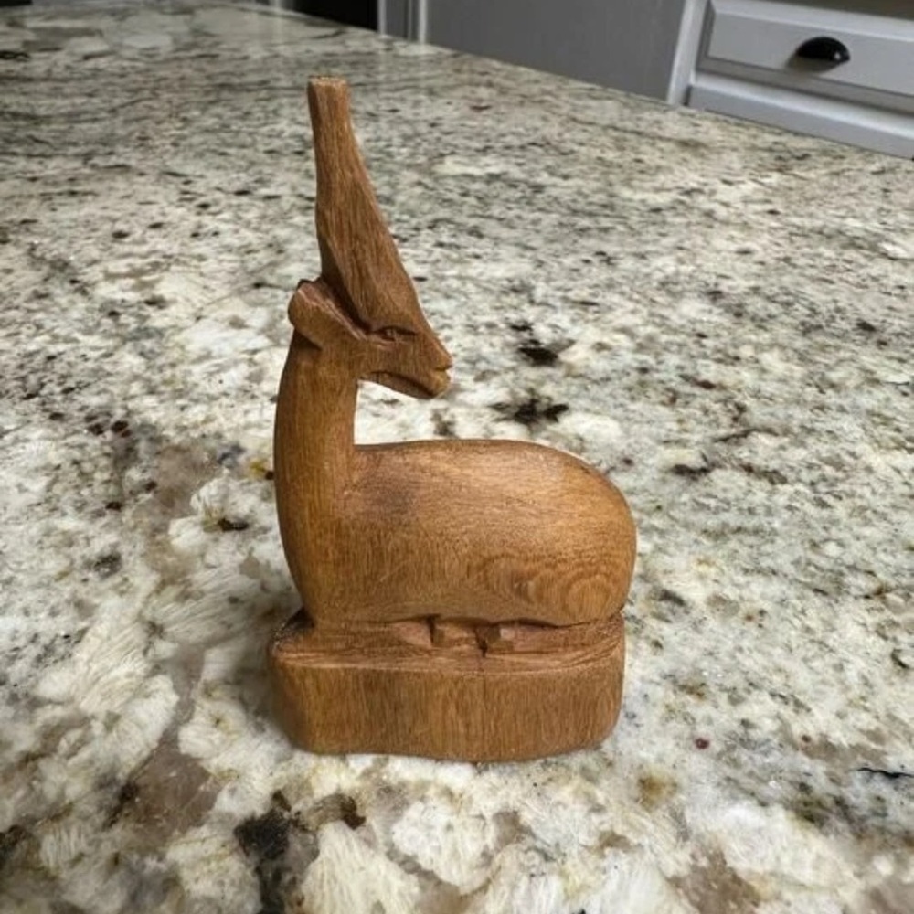 Handcrafted Wooden Antelope Sculpture